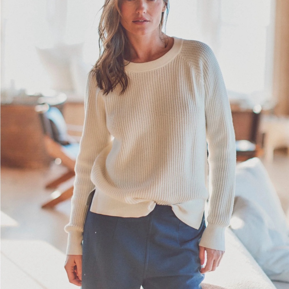 Newburyport Waffle Crew Medium Bone color